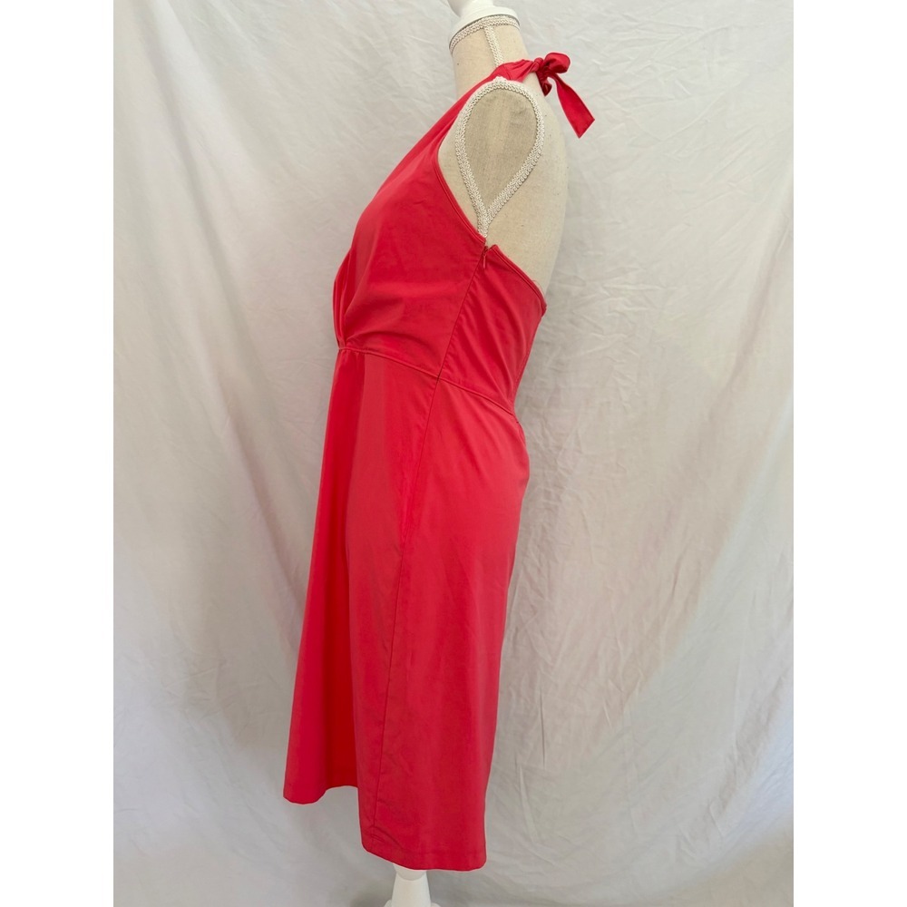 Athleta Halter Dress Women Hot Pink Surplice Smocked Back Performance 10T - Picture 2 of 6